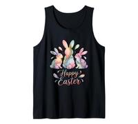 Happy Easter Bunnies Watercolor Pastel Spring Holiday Design Tank Top