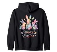 Happy Easter Bunnies Watercolor Pastel Spring Holiday Design Zip Hoodie