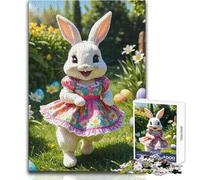 Happy Easter Bunny 1000 Piece Jigsaws for Teenagers Fun Learning with Brain Game Perfect Thoughtful Festive Present Size 50x75cm