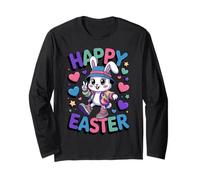 Happy Easter Bunny 90s Retro Style Spring Celebration Long Sleeve T-Shirt