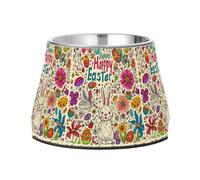 Happy Easter Bunny Carrots Lily Daisy Egg Raised Pets Food Bowls Enhanced Stainless Steel Pets Basic Bowls for Loving Pet Whisker Relief