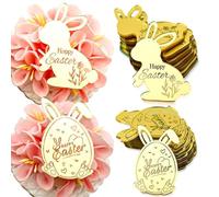 Happy Easter Bunny Cupcake Toppers, 12 Pieces Gold Mirror Acrylic Rabbit Ears Egg Cake Decorations for Easter Spring Theme Party Supplies