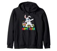 Happy Easter Bunny Dabbing for Fun Lovers and Spring Zip Hoodie