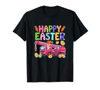 Happy Easter Bunny Driving Crane Truck Hunting Colorful Eggs T-Shirt