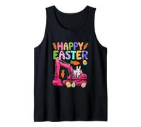 Happy Easter Bunny Driving Excavator Hunting Colorful Eggs Tank Top