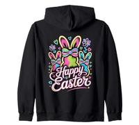 Happy Easter Bunny Ears Colorful Festive Celebration Zip Hoodie