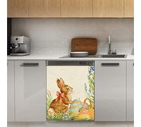Happy Easter Bunny Eggs Dishwasher Magnet Cover, Farmhouse Magnetic Decor Panel Magnet Stiker for Refrigerator Kitchen Decoration Door, 23"x26"