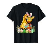 Happy Easter Bunny Giraffe Holding Easter Egg Basket T-Shirt
