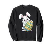 Happy Easter Bunny Holding Colorful Egg Kids Sweatshirt