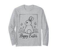 Happy Easter Bunny Minimal Art Cute Rabbit Spring Holiday Long Sleeve T-Shirt