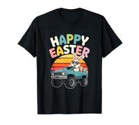Happy Easter Bunny Monster Truck Retro Sunset T-Shirt