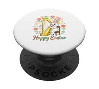 Happy Easter Bunny Playing Harp Instrument Flowers Eggs PopSockets Adhesive PopGrip