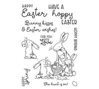 Happy Easter Bunny Rabbits Easte Eggs Dies and Stamp Sets for Card Making For you with Love Words Phrase Metal Cutting Dies Match Clear Rubber Stamp for DIY Scrapbooking Paper Crafting Arts Crafts