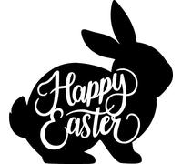 Happy Easter Bunny Silhouette Vinyl Decal Sticker for Car/Window/Wall (Gold)