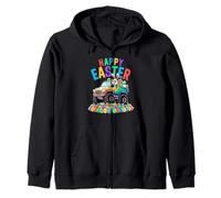 Happy Easter Bunny Theme Truck Easter Egg Zip Hoodie