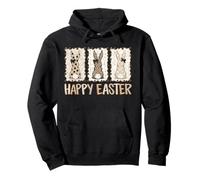 Happy Easter Bunny Trio Leopard Pattern Plaid Polka Dot Art Pullover Hoodie