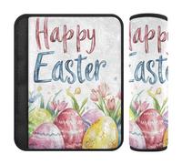 Happy Easter Bunny Watercolor Eggs 2 pcs Seatbelt Cover Release Stress to Your Neck and Shoulders for Most Cars accesorios para carro