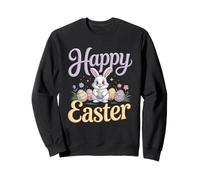 Happy Easter Bunny With Colorful Eggs Spring Sweatshirt