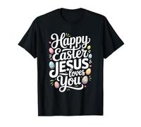 Happy Easter Buny Loved by Jesus Praying Christian Faith T-Shirt