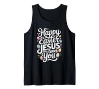 Happy Easter Buny Loved by Jesus Praying Christian Faith Tank Top