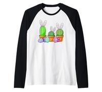Happy Easter Cactus Bunny Ears Succulent Eggs Spring Raglan Baseball Tee