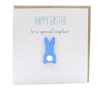 Happy Easter Card for Nephew with 3D Blue Bunny, Luxury Easter Card to a Special Nephew