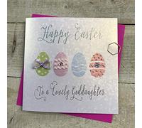 HAPPY EASTER CARD TO A LOVELY GODDAUGHTER - HAND FINISHED EGGS by White Cotton Cards EB3-GODD