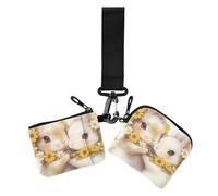 Happy Easter Cartoon Cute White Rabbit Women's Coin Pouches Card Holder Mini Fashion Business Card Holder with Zipper Coin Pocket for Woman 2 Pcs, happy easter Cartoon cute white rabbit, One Size