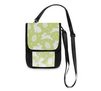Happy Easter Cartoon White Rabbit Egg Green Travel Wallet Passport Holder Hidden Neck pouching Slim Lightweight Crossbody Bag with Adjustable Strap
