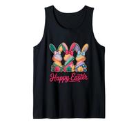 Happy Easter Colorful Bunnies Spring Holiday Celebration Tank Top
