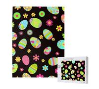 Happy Easter Colorful Easter Eggs,500 Pieces Wooden Jigsaw Family Game Jigsaw Puzzles for Adults Teens