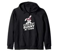 Happy Easter Coolest Bunny in Town Kids Toddler Zip Hoodie