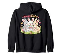 Happy Easter Cute Bunny Family Spring Flowers Zip Hoodie