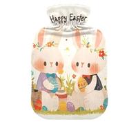 Happy Easter Cute Bunny White hot-Water Bottle with Soft Cover, 2L Warm Water Bottle for Bed for Tummy Warmer, Neck Shoulder Warmer, bolsas de agua Caliente para Dolores