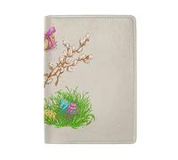Happy Easter Day Bunny Rabbit Eggs Flowers Genuine Leather Travel Passport Covers, Microfiber Travel Cards Wallet Holder Case Protector for Women and Men