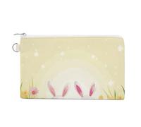 Happy Easter Day Canvas Coin Purse, Portable Zippered Change Pouch for Women, Small Wallet for Coins Keys Cards Lipstick