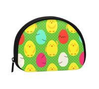 Happy Easter Day Colorful Eggs and Rabbit Pattern Coin Purse Women Wallet | Portable Lightweight Small Bag Mini Shell Wallet For Cards Coins Cash Lipstick Keys