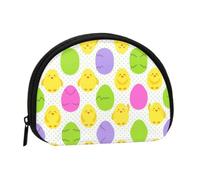 Happy Easter Day Colorful Eggs and Rabbit Pattern Coin Purse Women Wallet | Portable Lightweight Small Bag Mini Shell Wallet For Cards Coins Cash Lipstick Keys