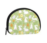 Happy Easter Day Colorful Eggs and Rabbit Pattern Coin Purse Women Wallet | Portable Lightweight Small Bag Mini Shell Wallet For Cards Coins Cash Lipstick Keys