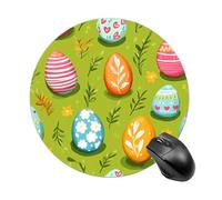 Happy Easter Day Eggs Trendy Round Mouse Pad Non Slip Waterproof Mousepad Desk Mat for Office Gaming
