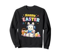 Happy Easter Day Pixel Art Gamer Bunny Headphones Controller Sweatshirt