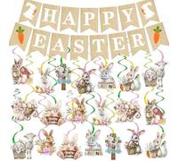 Happy Easter Decorations Banner Set with Bunny and Lamb Cutouts