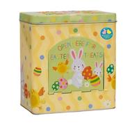 Happy Easter Dispenser Biscuit Tin 100g - Biscuit Gift with Built-In Pour Lid - Reusable Easter Treat Tin for Kids & Adults