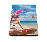 Happy Easter Dog Beach Butterfly Leather Ruled Notebook with 90 Sheets Loose Leaf Notebooks Daily Journal for Women Men