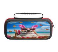 Happy Easter Dog Beach Butterfly Printed Portable Carrying Storage Case Compatible with Switch 20 Games Card Slots