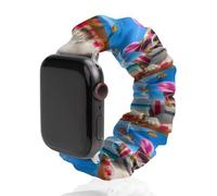 Happy Easter Dog Beach Butterfly Soft Elastic Scrunchie Watch Strap Compatible with IWatch Series 6 5 4 3 2 1 Printed Wristbands Bands