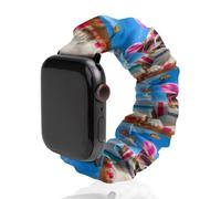 Happy Easter Dog Beach Butterfly Soft Elastic Scrunchie Watch Strap Compatible with IWatch Series 6 5 4 3 2 1 Printed Wristbands Bands