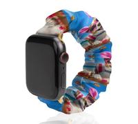 Happy Easter Dog Beach Butterfly Soft Elastic Scrunchie Watch Strap Compatible with IWatch Series 6 5 4 3 2 1 Printed Wristbands Bands