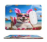 Happy Easter Dog Beach Butterfly Soft Gaming Mouse Mat with Non-Slip Rubber Base Computer Game Mice Pad for Home Office Work