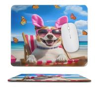 Happy Easter Dog Beach Butterfly Soft Gaming Mouse Mat with Non-Slip Rubber Base Computer Game Mice Pad for Home Office Work